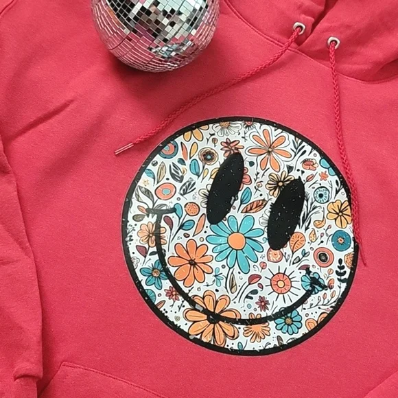 Floral smiley hoodie - Picture 3 of 6